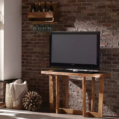 Berkshire Live Edge Solid Acacia Wood Media Console – Non-Toxic Finish, Steel Hardware