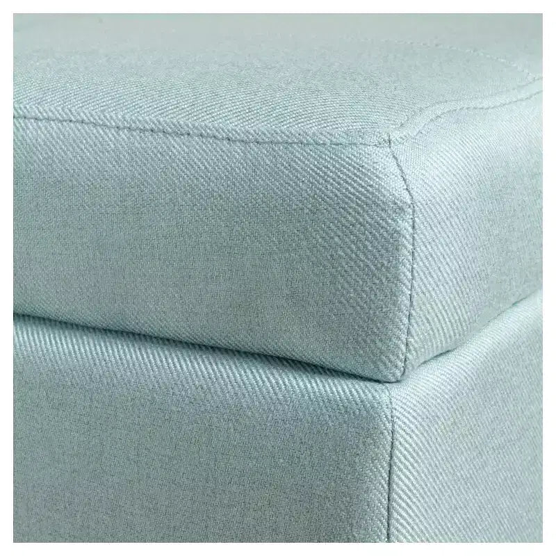 London Fabric Storage Ottoman Bench Light Blue – Tufted Lid, 50.75"W