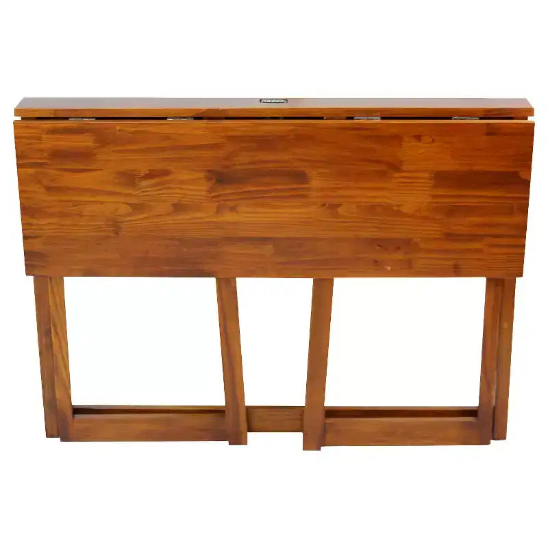 Folding Computer Desk with 4-Port USB Charging Station – Walnut, Slide-Out Shelf