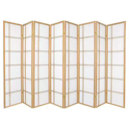6 ft. Tall Double Cross Shoji Screen - Natural (8 Panels)