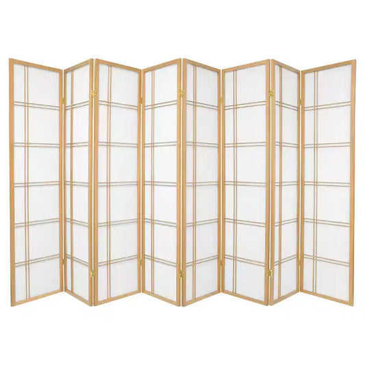 6 ft. Tall Double Cross Shoji Screen - Natural (8 Panels)