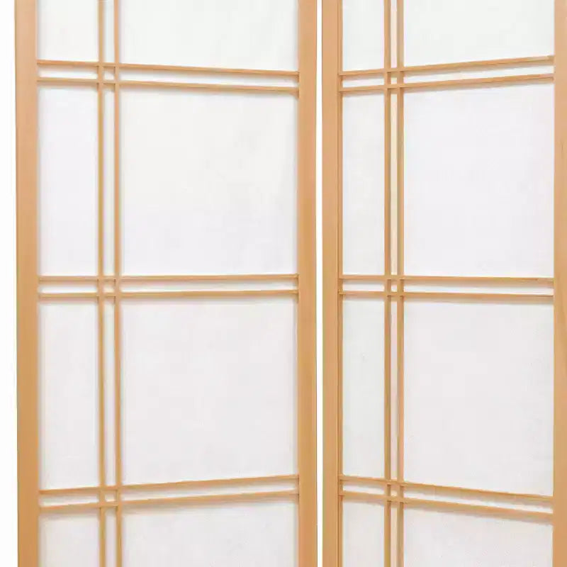 6 ft. Tall Double Cross Shoji Screen - Natural (8 Panels)