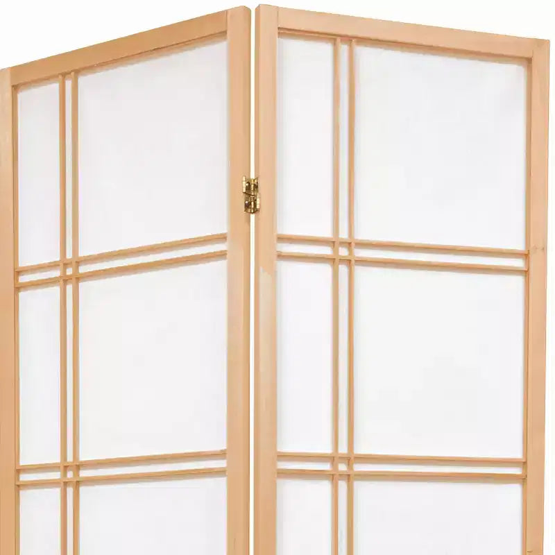 6 ft. Tall Double Cross Shoji Screen - Natural (8 Panels)