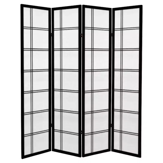 6 ft. Tall Canvas Double Cross Room Divider - Black (4 Panels)