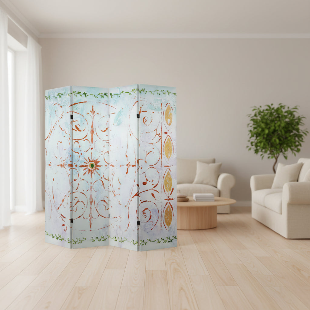 5 ft. Tall Winter's Peace Canvas Room Divider - Oriental Furniture: Folding Privacy Screen, No Assembly Required