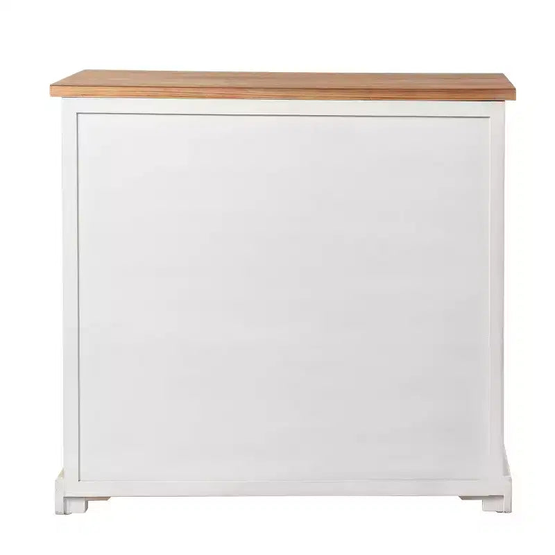Shabby Chic Window Pane Cabinet Antique White/Natural – 3 Doors, 2 Drawers