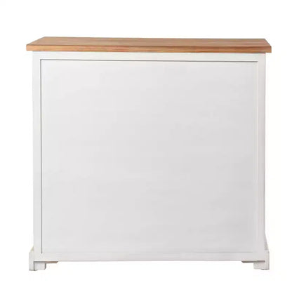 Shabby Chic Window Pane Cabinet Antique White/Natural – 3 Doors, 2 Drawers