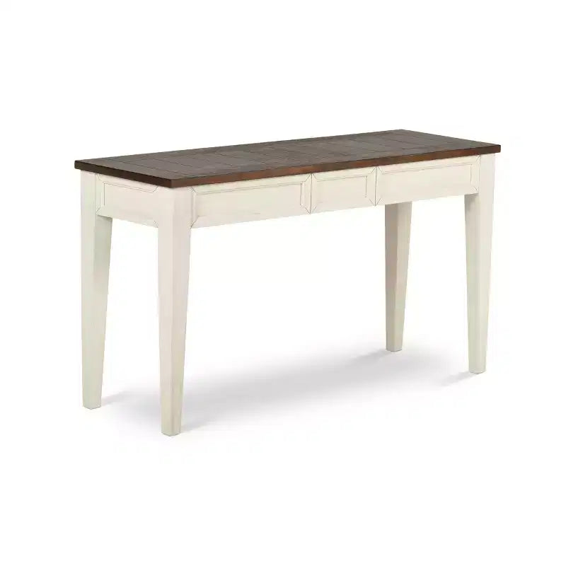 Farmhouse Cayla Sofa Table Dark Oak/White – Hardwood, Mango Veneer, Storage Drawers