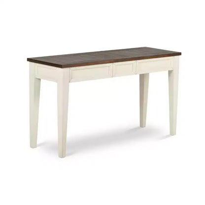 Farmhouse Cayla Sofa Table Dark Oak/White – Hardwood, Mango Veneer, Storage Drawers