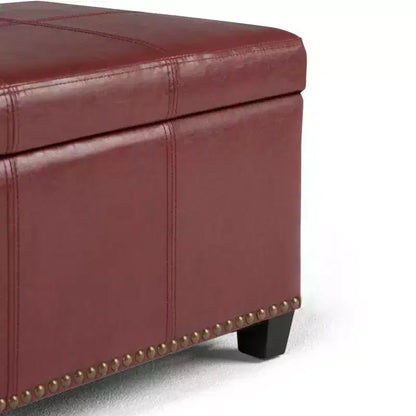 Stanford 48" Storage Ottoman – Faux Leather, Nailhead Trim & Lift-Top