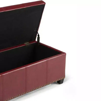 Stanford 48" Storage Ottoman – Faux Leather, Nailhead Trim & Lift-Top