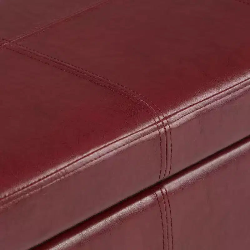 Stanford 48" Storage Ottoman – Faux Leather, Nailhead Trim & Lift-Top