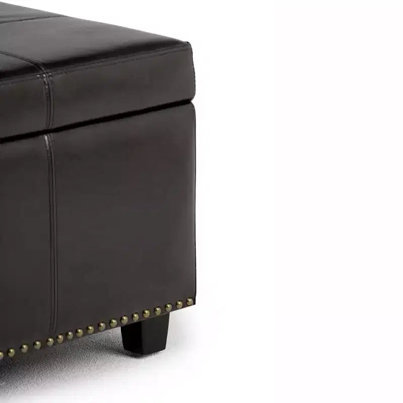 Stanford 48" Storage Ottoman – Faux Leather, Nailhead Trim & Lift-Top