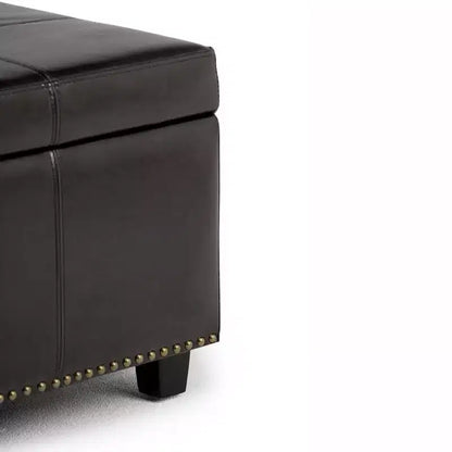 Stanford 48" Storage Ottoman – Faux Leather, Nailhead Trim & Lift-Top