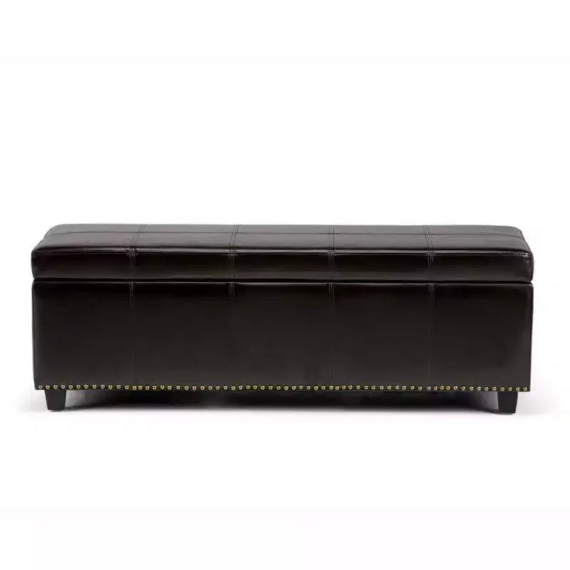Stanford 48" Storage Ottoman – Faux Leather, Nailhead Trim & Lift-Top