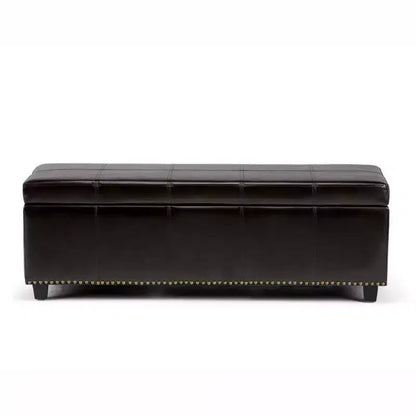 Stanford 48" Storage Ottoman – Faux Leather, Nailhead Trim & Lift-Top