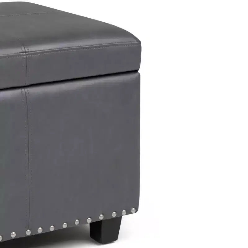 Stanford 48" Storage Ottoman – Faux Leather, Nailhead Trim & Lift-Top
