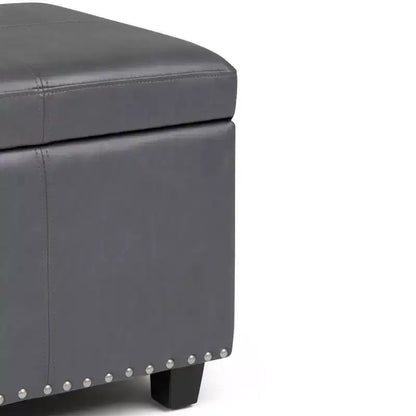 Stanford 48" Storage Ottoman – Faux Leather, Nailhead Trim & Lift-Top
