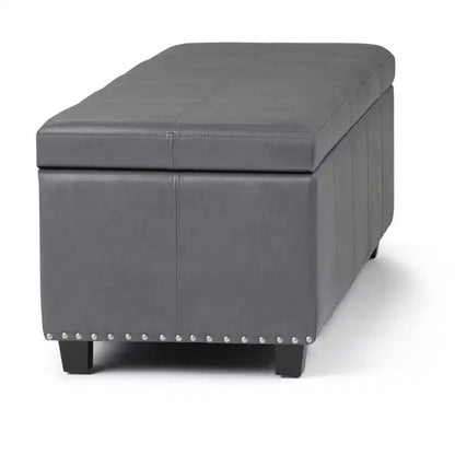 Stanford 48" Storage Ottoman – Faux Leather, Nailhead Trim & Lift-Top