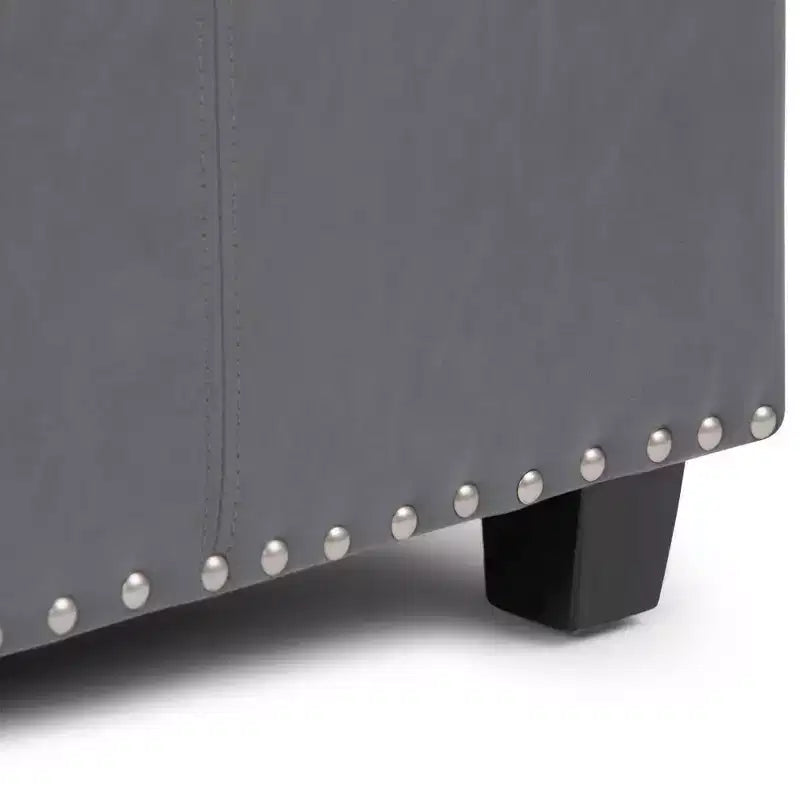 Stanford 48" Storage Ottoman – Faux Leather, Nailhead Trim & Lift-Top