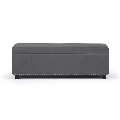 Stanford 48" Storage Ottoman – Faux Leather, Nailhead Trim & Lift-Top