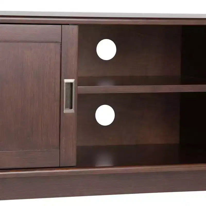 Tierney Mid-Century TV Stand for TVs up to 66" – Solid Rubberwood, Teak Brown