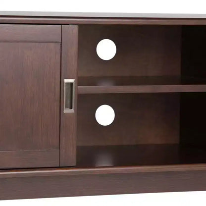 Tierney Mid-Century TV Stand for TVs up to 66" – Solid Rubberwood, Teak Brown
