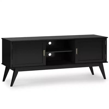 Tierney Mid-Century TV Stand for TVs up to 66" – Solid Rubberwood, Teak Brown