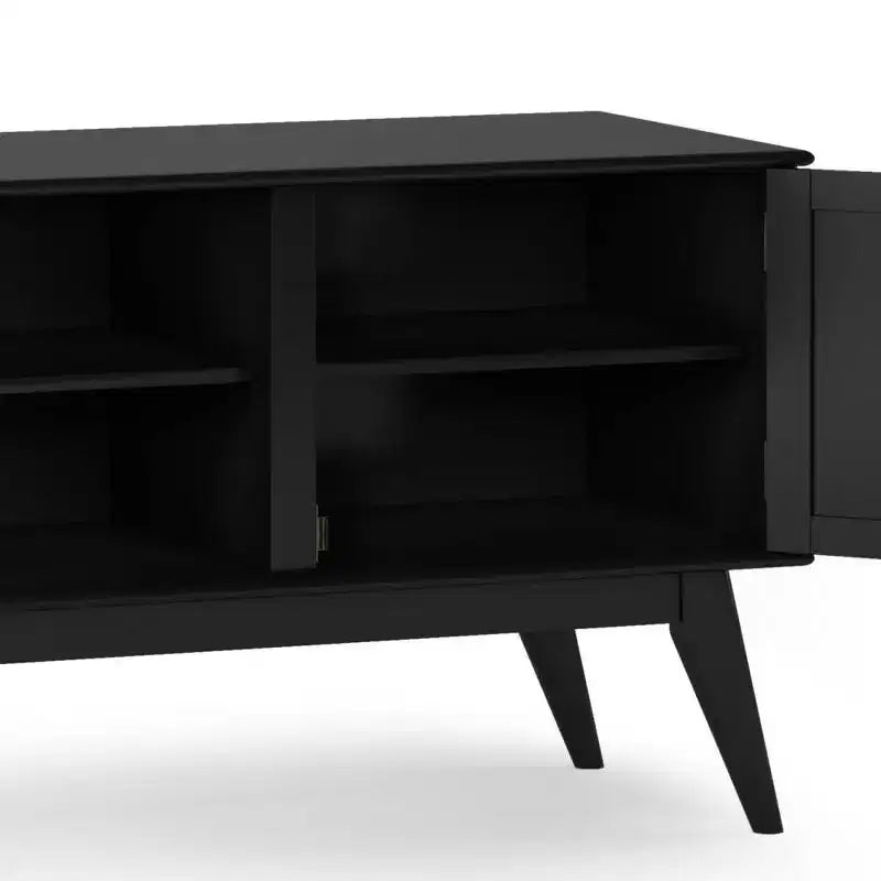 Tierney Mid-Century TV Stand for TVs up to 66" – Solid Rubberwood, Teak Brown