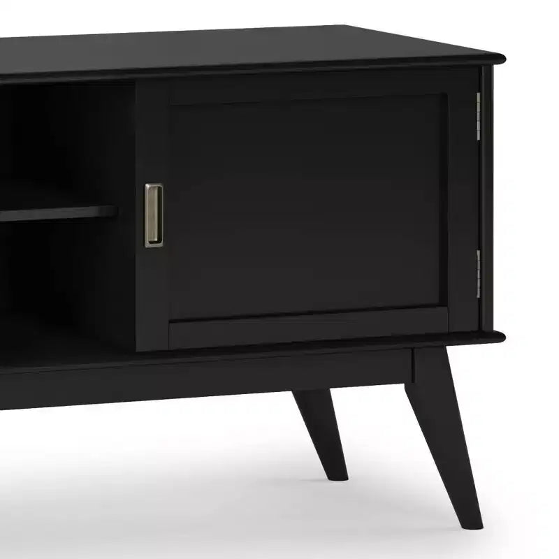 Tierney Mid-Century TV Stand for TVs up to 66" – Solid Rubberwood, Teak Brown