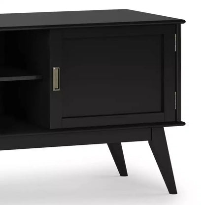 Tierney Mid-Century TV Stand for TVs up to 66" – Solid Rubberwood, Teak Brown