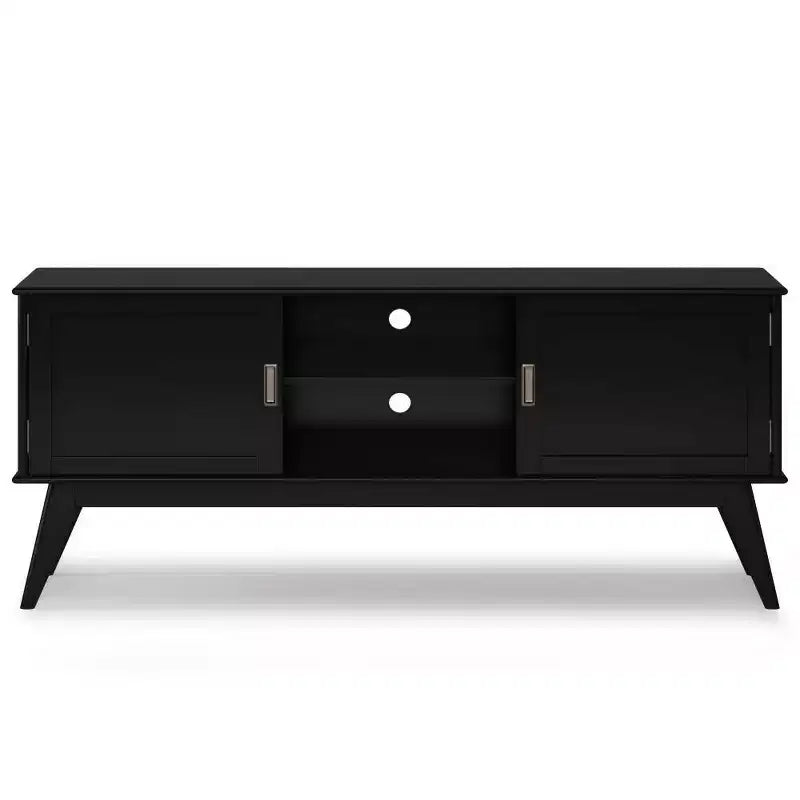 Tierney Mid-Century TV Stand for TVs up to 66" – Solid Rubberwood, Teak Brown