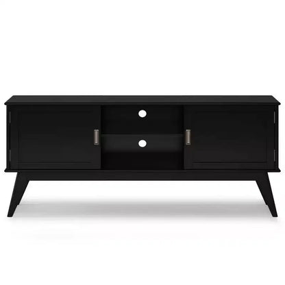 Tierney Mid-Century TV Stand for TVs up to 66" – Solid Rubberwood, Teak Brown
