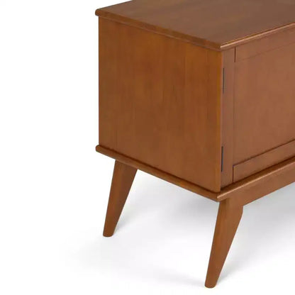 Tierney Mid-Century TV Stand for TVs up to 66" – Solid Rubberwood, Teak Brown