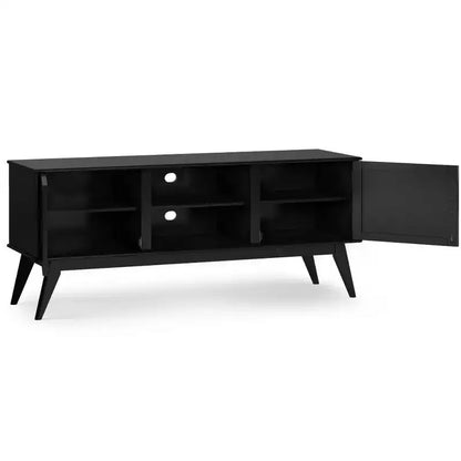 Tierney Mid-Century TV Stand for TVs up to 66" – Solid Rubberwood, Teak Brown